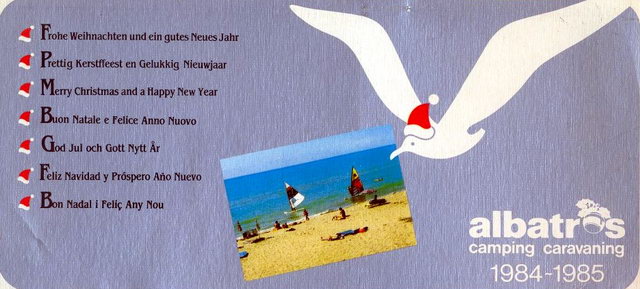 Felicitaci�n de Navidad y de Feliz a�o nuevo del camping Albatros de Gav&agrave; Mar (1984-1985)